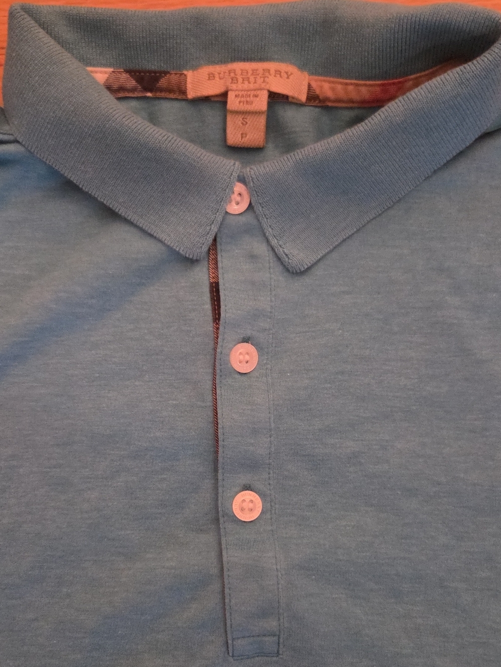 Burberry Brit Women's Turquoise Blue Check Placket Polo Shirt - Small S/P